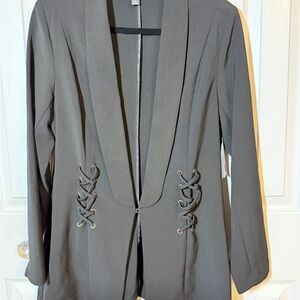 NWT BOLD elements Black Blazer with Lace-Up Detail